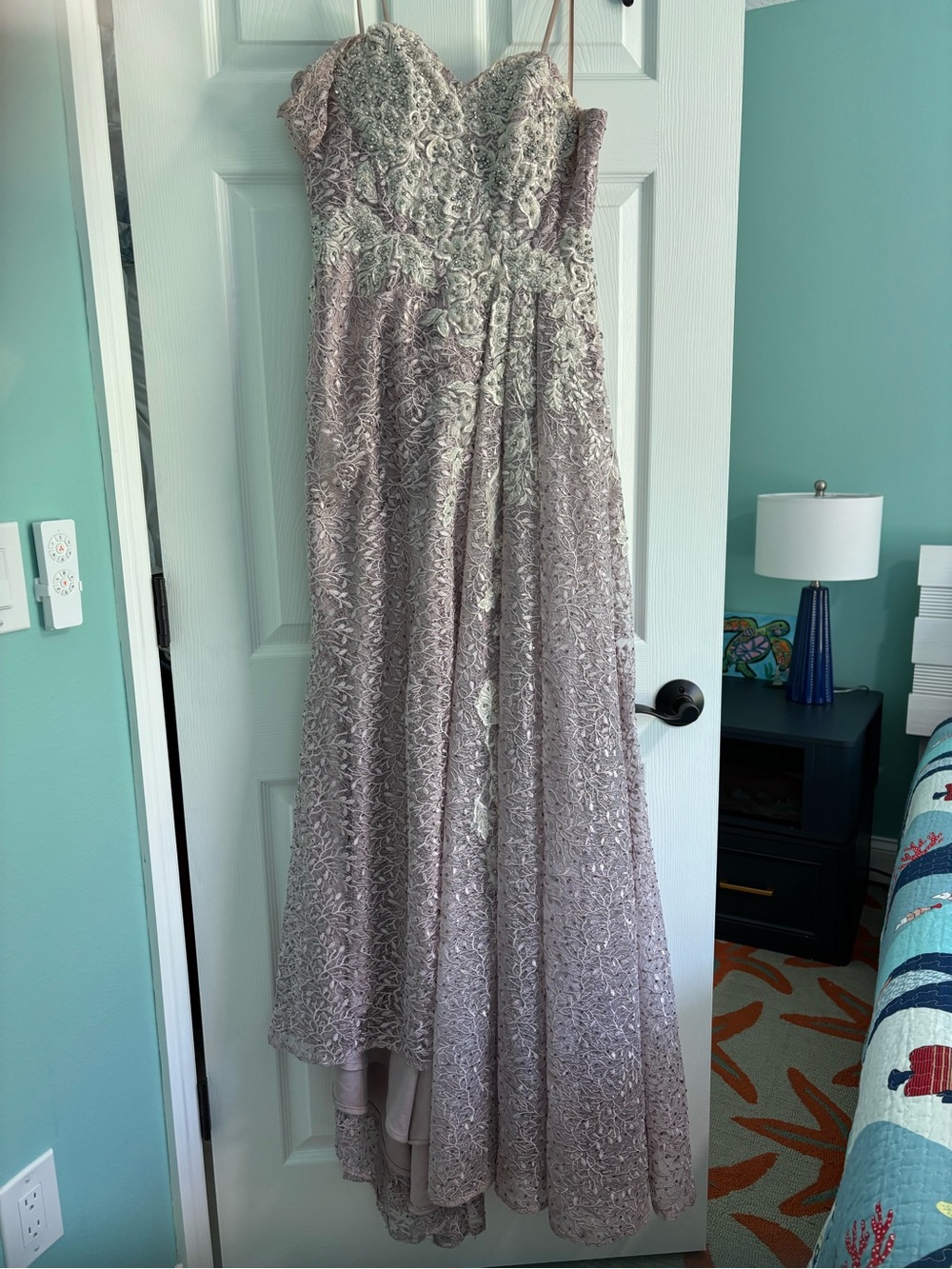 Catwalk Couture Lilac (lavender) Lace Embellished Evening Gown 6 - Picture 11 of 17